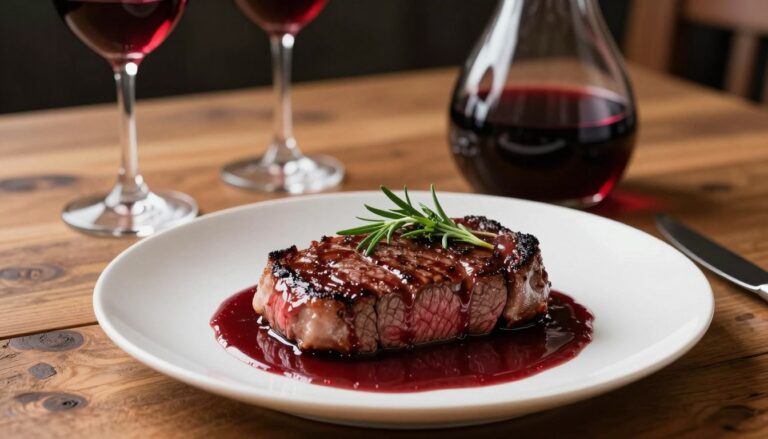 Savory Steak in Red Wine Sauce
