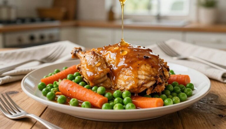 How to Make Slow-cooked Chicken with Peas Carrots and Gravy